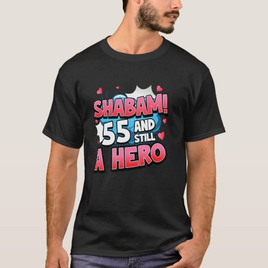 T-shirt 55e anniversaire Superhero femmes Shabam! Comique  (Devant)