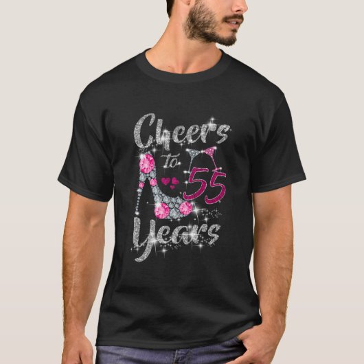 T-shirt 55Th Cheers To 55 Wine High Heels (Devant)