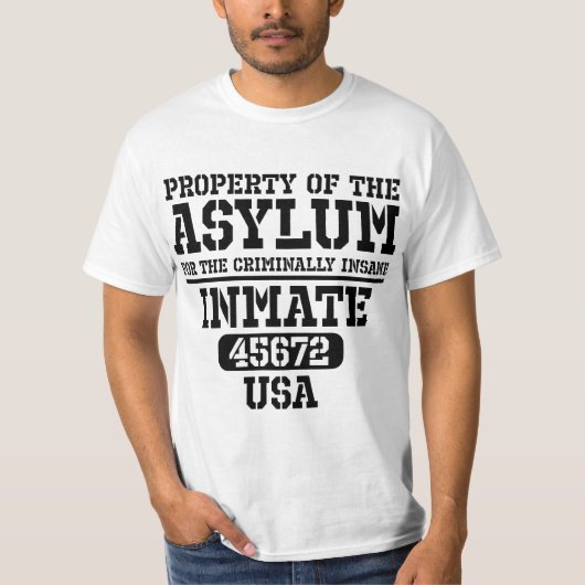 T-shirt 567s8ylum Criminally Insane Prisoner Funny Hallowe (Devant)