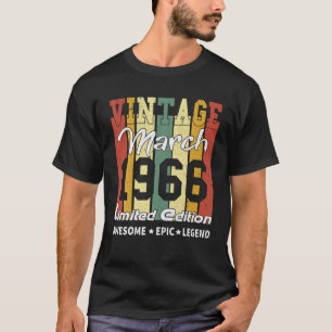 T-shirt 56 ans Vintage mars 1966 Edition limitée 56