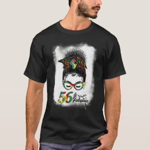 T-shirt 56 & Fabuleux 56e anniversaire Afro Hair Messy Bun
