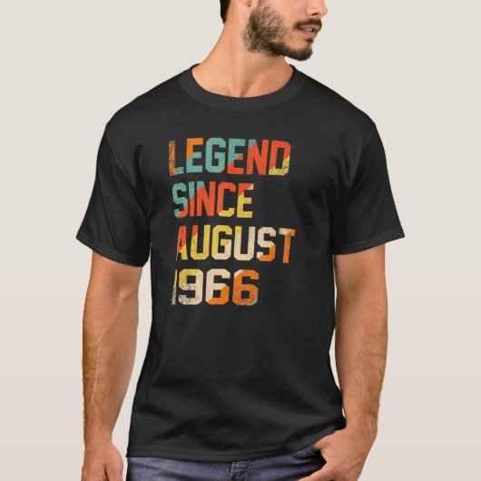 T-shirt 56 Years Old Legend Since August 1966th Birthday (Devant)