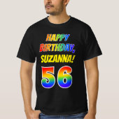 T-shirt 56e anniversaire — Bold, Fun, Rainbow 56, Nom pers (Devant)