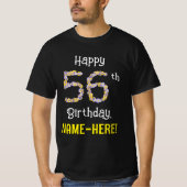 T-shirt 56e anniversaire : Fleurs florales Numéro "56" + N (Devant)