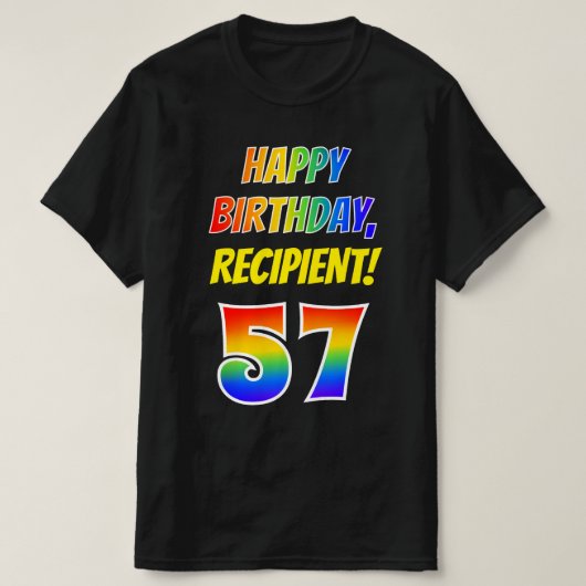 T-shirt 57e anniversaire — Bold, Fun, Rainbow 57, Nom pers (Design devant)