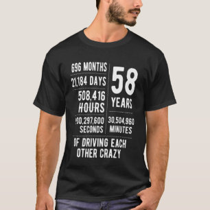 T-shirt 58 Ans de Mariage Drôle 58e Anniversaire de Mariag