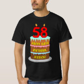 T-shirt 58e anniversaire — Fun Cake & Candles, avec nom pe (Devant)