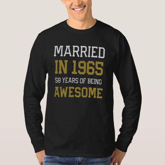 T-shirt 58th Anniversary for Men Married In 1965 Couples H (Devant)