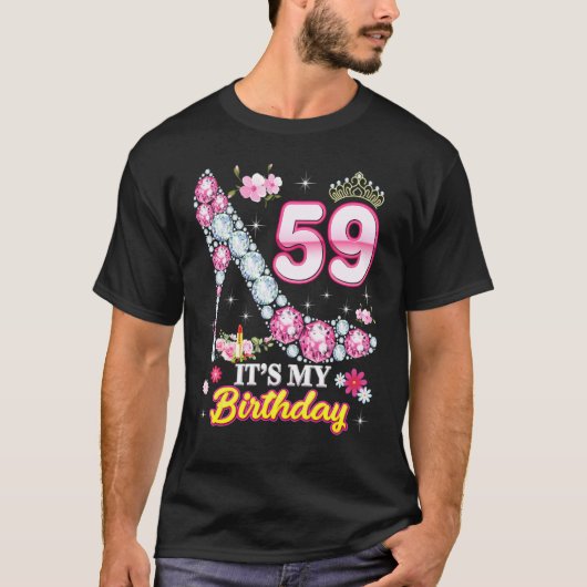 T-shirt 59 ans C'est mon 59e anniversaire Rose Diamond Sh (Devant)