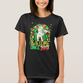 T-shirt 5 Anniversaire Arc en ciel 5 ans Flossing Unicorn 