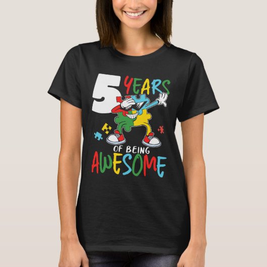 T-shirt 5 Anniversaire Autiste Garçon Fille Autisme Aware (Devant)