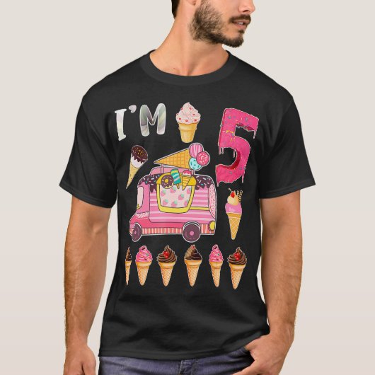 T-shirt 5 Anniversaire Crew Ice Cream Camion Im 5 Annivers (Devant)