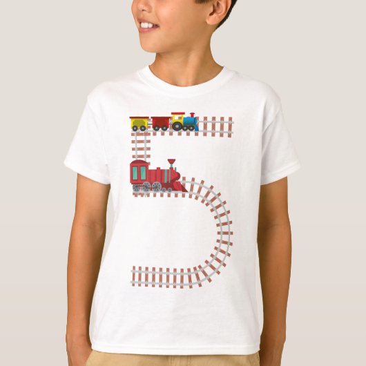 T-shirt 5 Anniversaire Train Railroad Thème 5 Anniversaire (Devant)