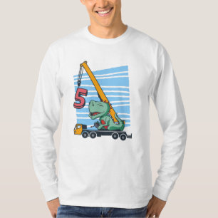 T-shirt 5 ans 5Anniversaire grue mobile Dinosaur