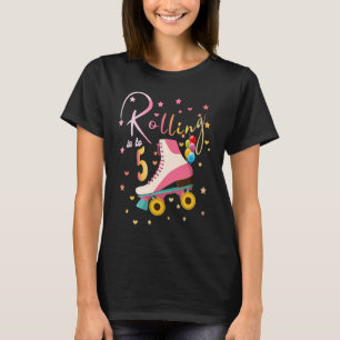 T-shirt 5 ans Anniversaire filles Roller Skates 5th 80's