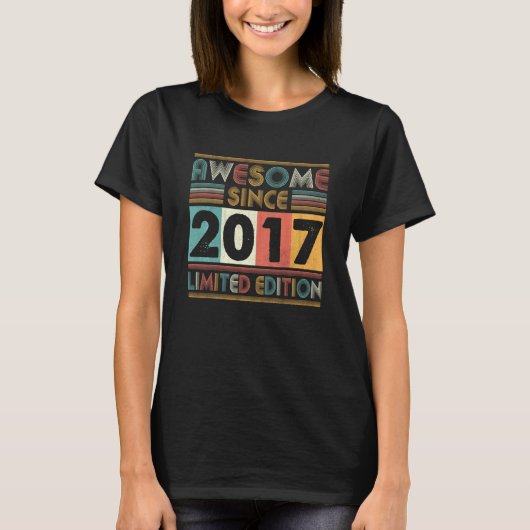 T-shirt 5 Ans Awesome depuis 2017 5e Anniversaire Rétro (Devant)