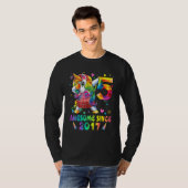 T-shirt 5 Ans Awesome depuis 2017 Dabbing Unicorn 5e (Devant entier)