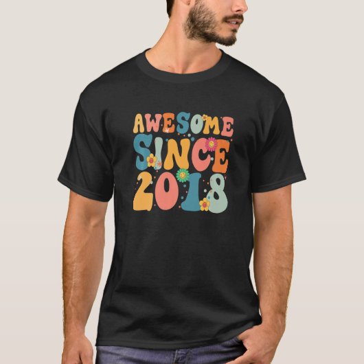 T-shirt 5 Ans Awesome depuis 2018 5e Anniversaire Fille W (Devant)