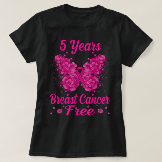 T-shirt 5 ans Cancer du sein sans survivant Papillon (Design devant)
