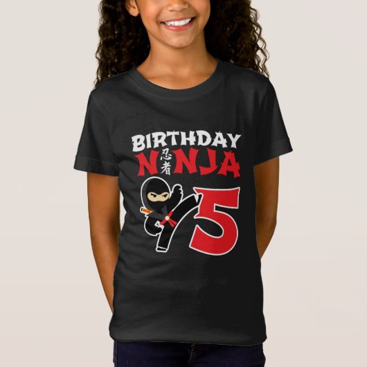 T-Shirt 5 ans Karate Ninja Party Enfants 5e anniversaire (Devant)