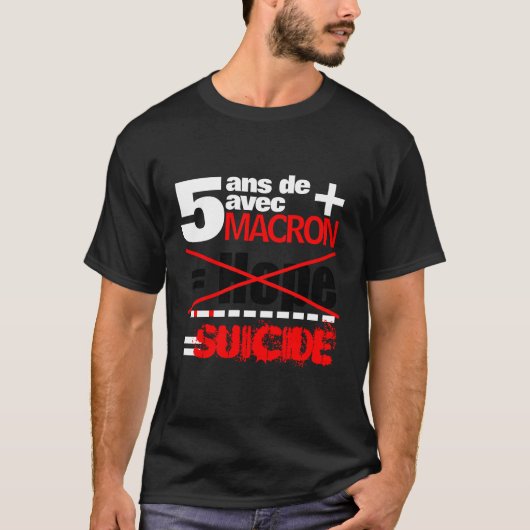 T-shirt 5 ans + Macron = SUICIDE - T-shirt noir (Devant)