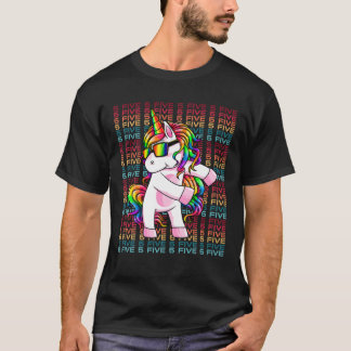 T-shirt 5 Ans Unicorne Flossant 5E Anniversaire Unicorne