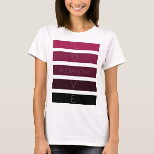 T-shirt 5 Bandes de dégradé violet noir Nom Customisé