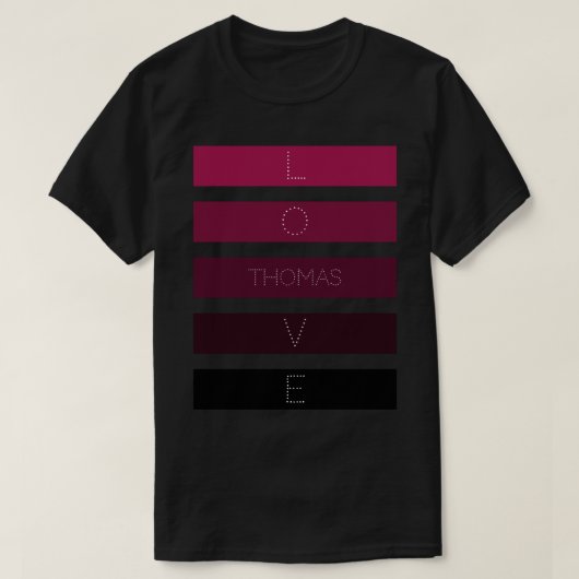 T-shirt 5 Bandes de dégradé violet noir Nom personnalisé (Design devant)
