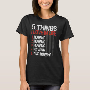 T-shirt 5 choses que j'aime dans la vie aviron Usa Drapeau