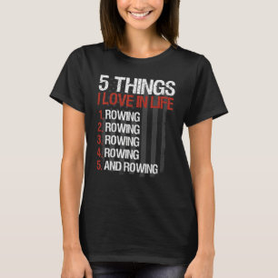 T-shirt 5 choses que j'aime dans la vie aviron Usa Drapeau