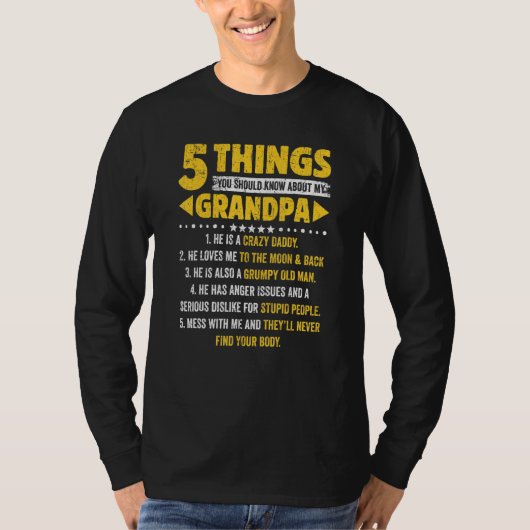 T-shirt 5 Choses Que Tu Devrais Savoir Sur Mes Pères Papi (Devant)