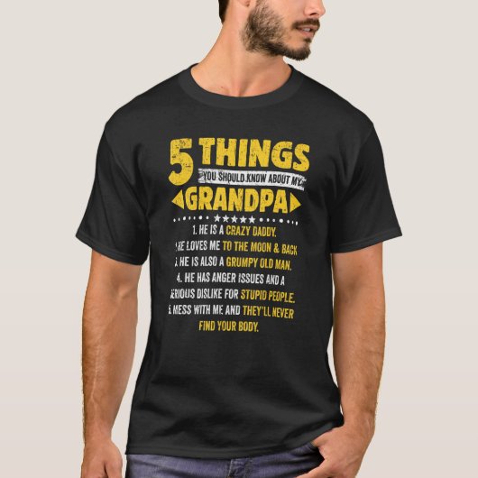 T-shirt 5 Choses Que Tu Devrais Savoir Sur Mes Pères Papi (Devant)