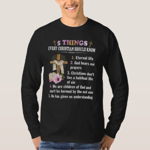 T-shirt 5 Choses Tout Chrétien Devrait Connaître La Foi Jé
