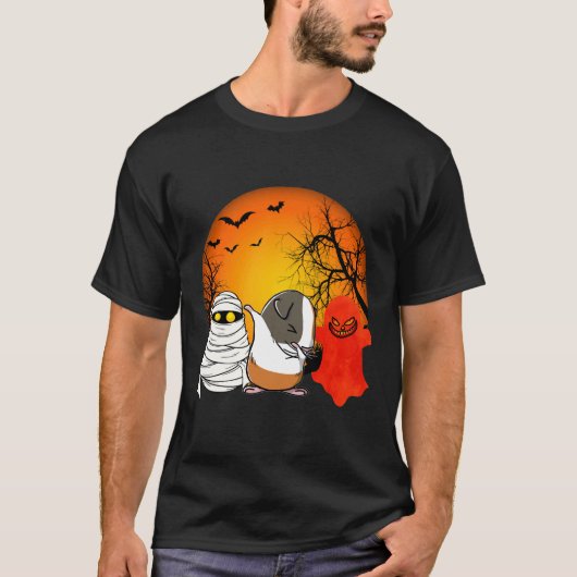 T-shirt 5 cochons d'Inde citrouille d'Halloween (Devant)