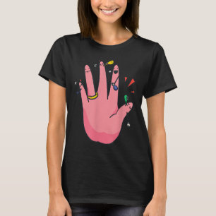 T-shirt 5 doigts de fiançailles main de fête meilleure fia