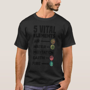 T-shirt 5 éléments vitaux Air Eau Méditation Terre Feu R