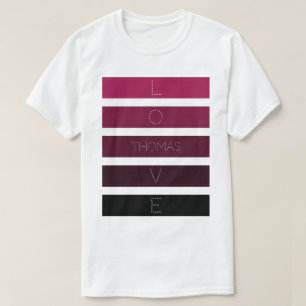 T-shirt 5 Grilles de dégradé violet noir Nom Personnalisé