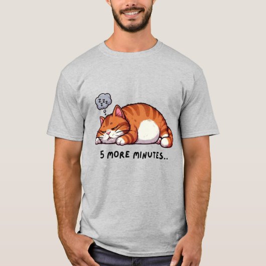 T-shirt 5 More Minutes Sleepy Orange Tabby Cat (Devant)