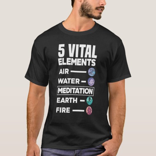 T-shirt 5 Vital Élément Air Water Meditation Earth Fire R (Devant)