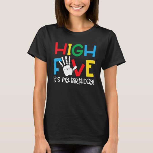 T-shirt 5ans 5e anniversaire High Five C'est mon anniversa (Devant)