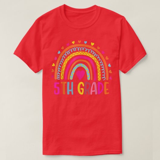 T-shirt 5e année Boho Rainbow enseignant Jour Dernier de (Design devant)