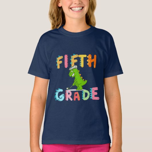 T-shirt 5e année Dino Équipe d'enseignants École (Devant)