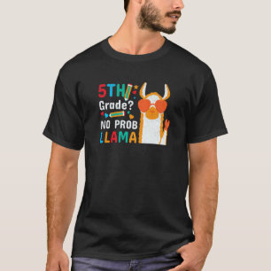T-shirt 5e année Pas de problème Lama Mignon Retour à l'éc