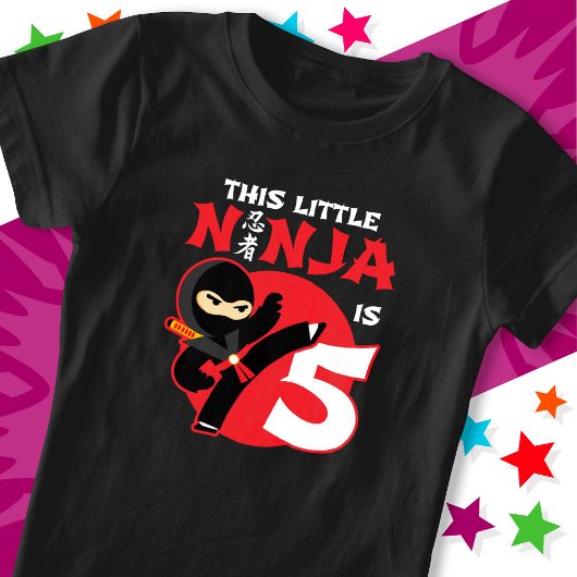 T-Shirt 5e anniversaire 5 ans Enfants Party Little Ninja 5