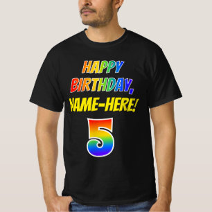 T-shirt 5e anniversaire — Bold, Fun, Rainbow 5, Nom person