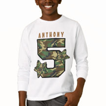 5e anniversaire Boy Camo and Stars Nom personnalis