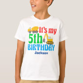 T-shirt 5e anniversaire Boy Construction Véhicule Fête Enf (Devant)