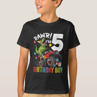 T-shirt 5e anniversaire Boy Dinosaur Monster Cadeau
