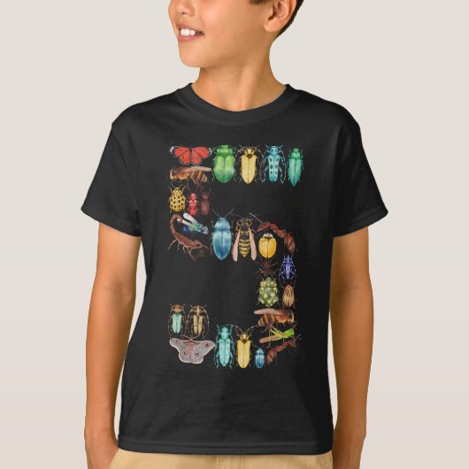 T-shirt 5e anniversaire Bugs Insects Beetles cadeau 5 ans (Devant)