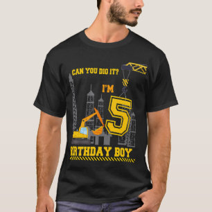 T-shirt 5E Anniversaire Bulldozer Fête de construction 5 A
